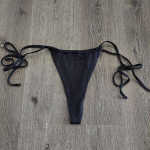 Frederick's of Hollywood Black Tie-Side Brazilian Thong Bikini Bottom 2X/3X